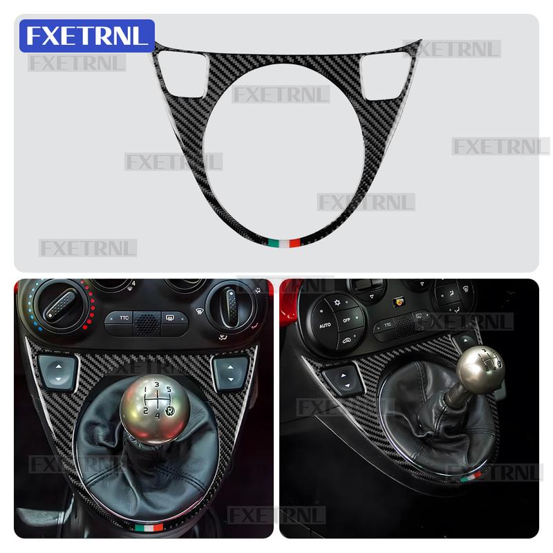 For Fiat 500 2008-2015/Abarth 595/695/595C/695C 2012 2013 2014 2015 AT MT Car Gear Shift Sticker Soft Carbon Fiber Tricolor Trim