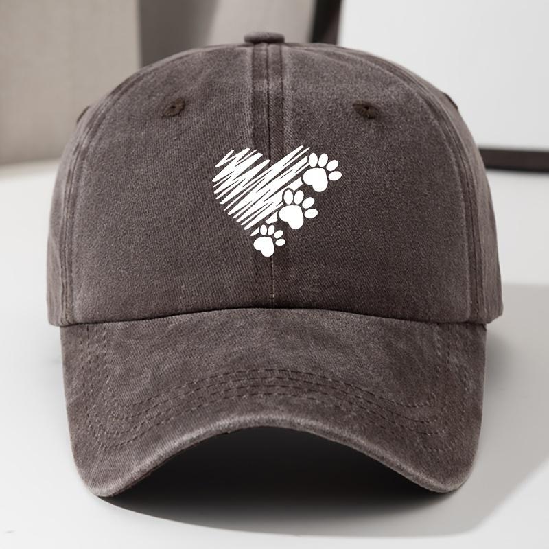 Heart Shaped and Paw Print Design Baseball Caps for Men and Women Are Lightweight and Durable, Suitable for Casual Outings