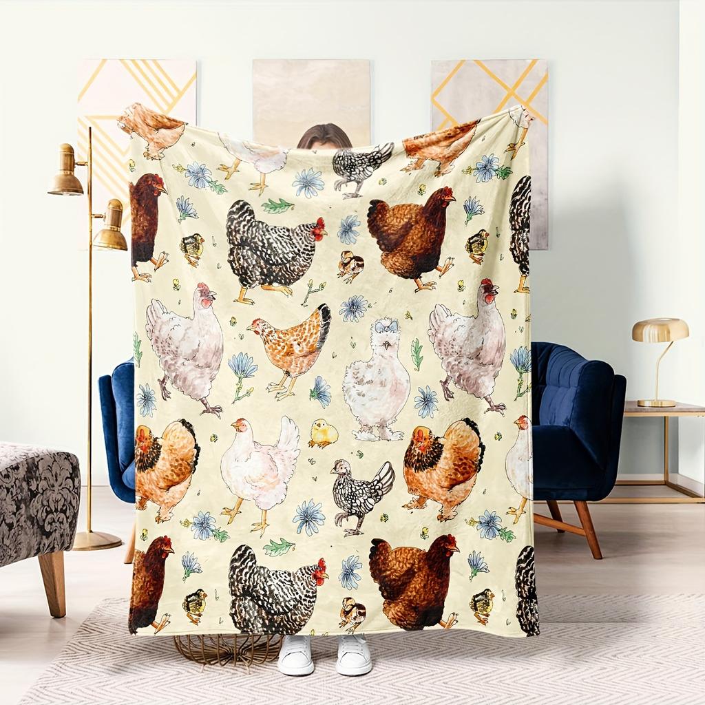 1 Chicken Feather Blanket, Suitable for Home Leisure, Soft and Warm Sofa Blanket, Office Nap Blanket, Suitable for All Seasons