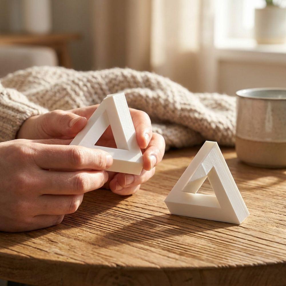 Minimal White Impossible Triangle Ornament Triangle Optical Paradox Craft Decor Novelty Gift