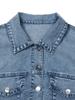 European-American Fashion Frayed Edge Denim Jacket: Elegant Casual Women's Short Top with Front Button