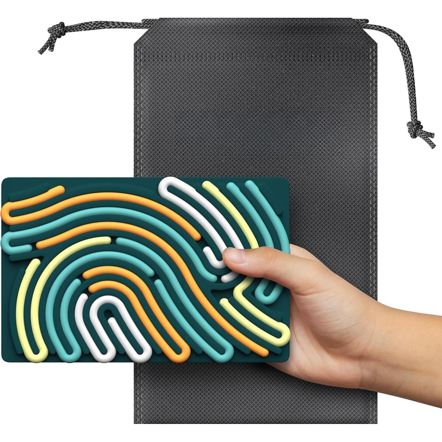 

Сенсорная игровая доска, силиконовая игрушка-фиджет для успокоения, снятия стресса, беспокойства, СДВГ и аутизма, бесшумная, без беспорядка, в комплект входит переносная дорожная сумка и 11 струн 18*11.4*1.3cm зелёный