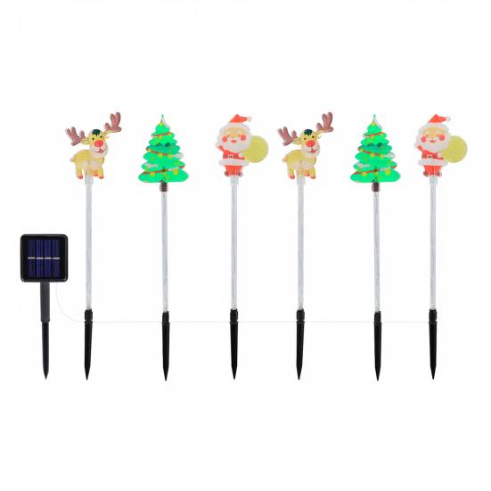 Solar Christmas Stake Lawn Decor with Santa Lights Waterproof Outdoor And Snowman Warm White LED