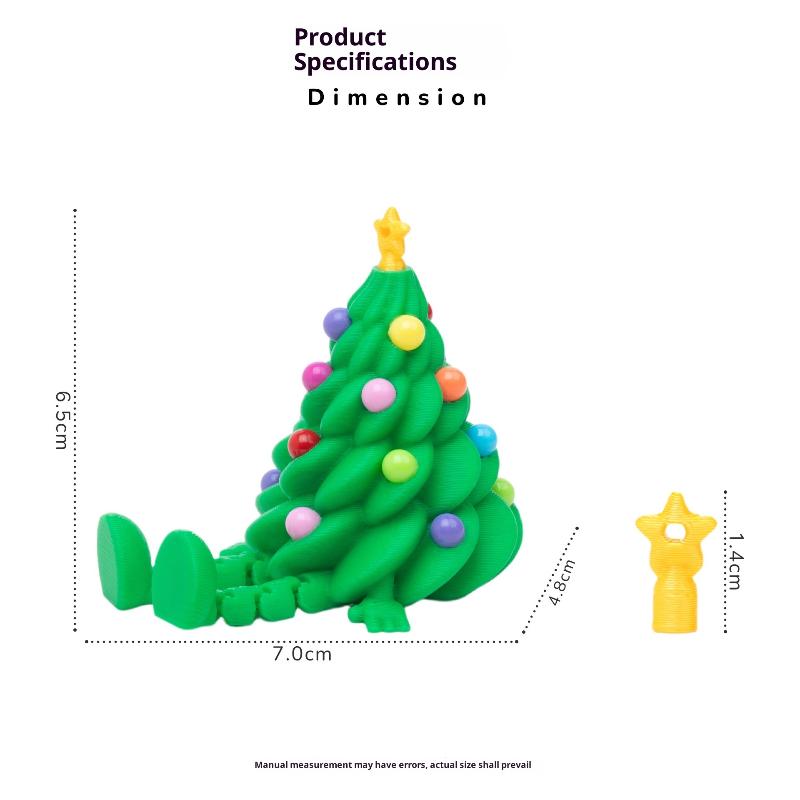 3D Printed Christmas Cute Desktop Ornaments Christmas Trees With Colorful Joints And Movable Shapes Christmas Gift Decorations
