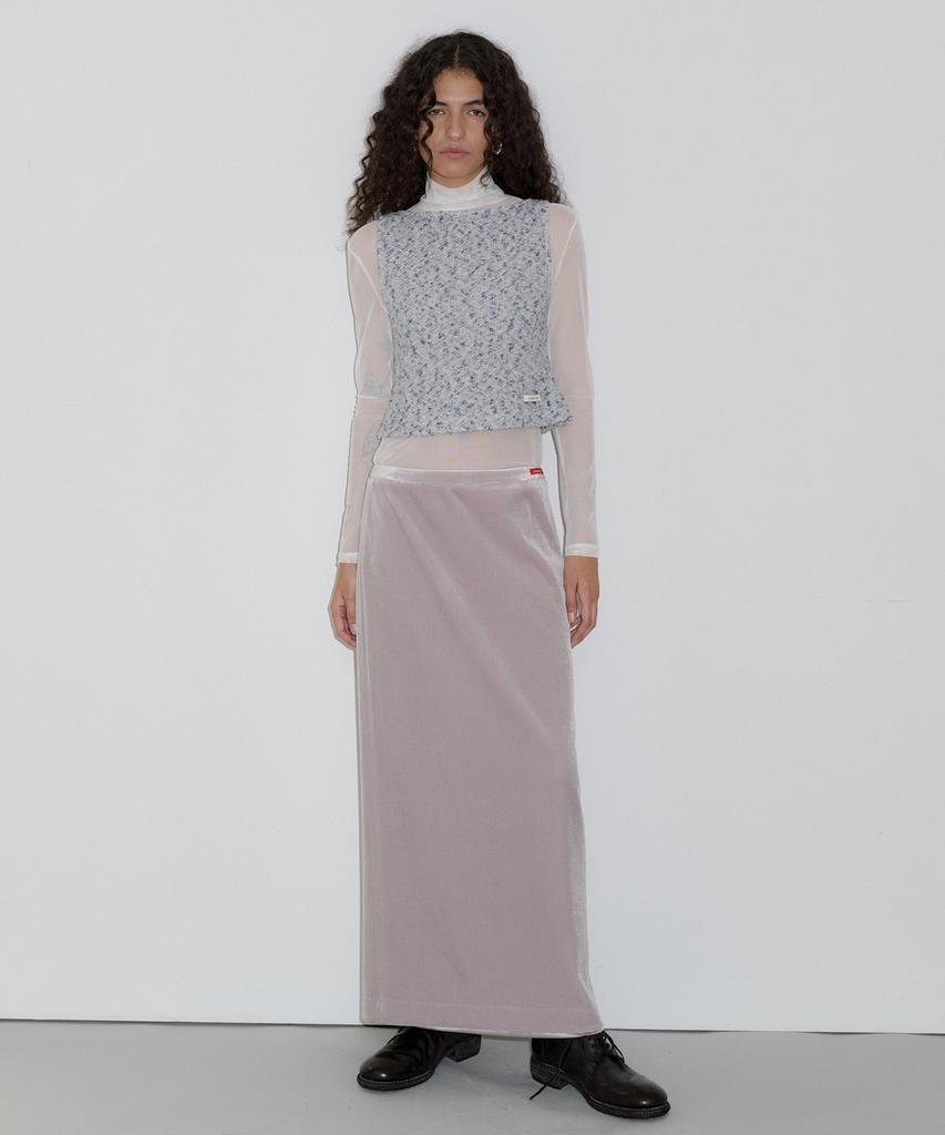 Obeodyupeulleeo Velvet Long Skirt_Silver