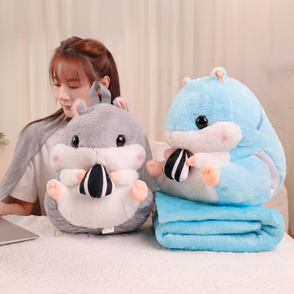 40Cm Fluffy Hamster Hands Burner  Backpack Plush Toy Stuffed Cartoon Animal Doll With Two Holes Plushie Companion Gift