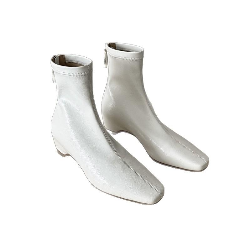 Autumn and winter new square head thick medium heel short boots fashionable and simple rear zipper fashion short boots women's boots