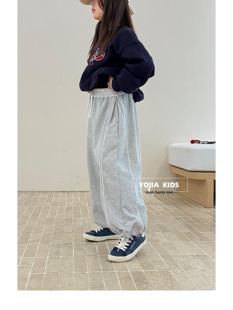 YOJIA Girls' Stylish Loose Straight-Leg Sweatpants for Spring and Autumn 2026