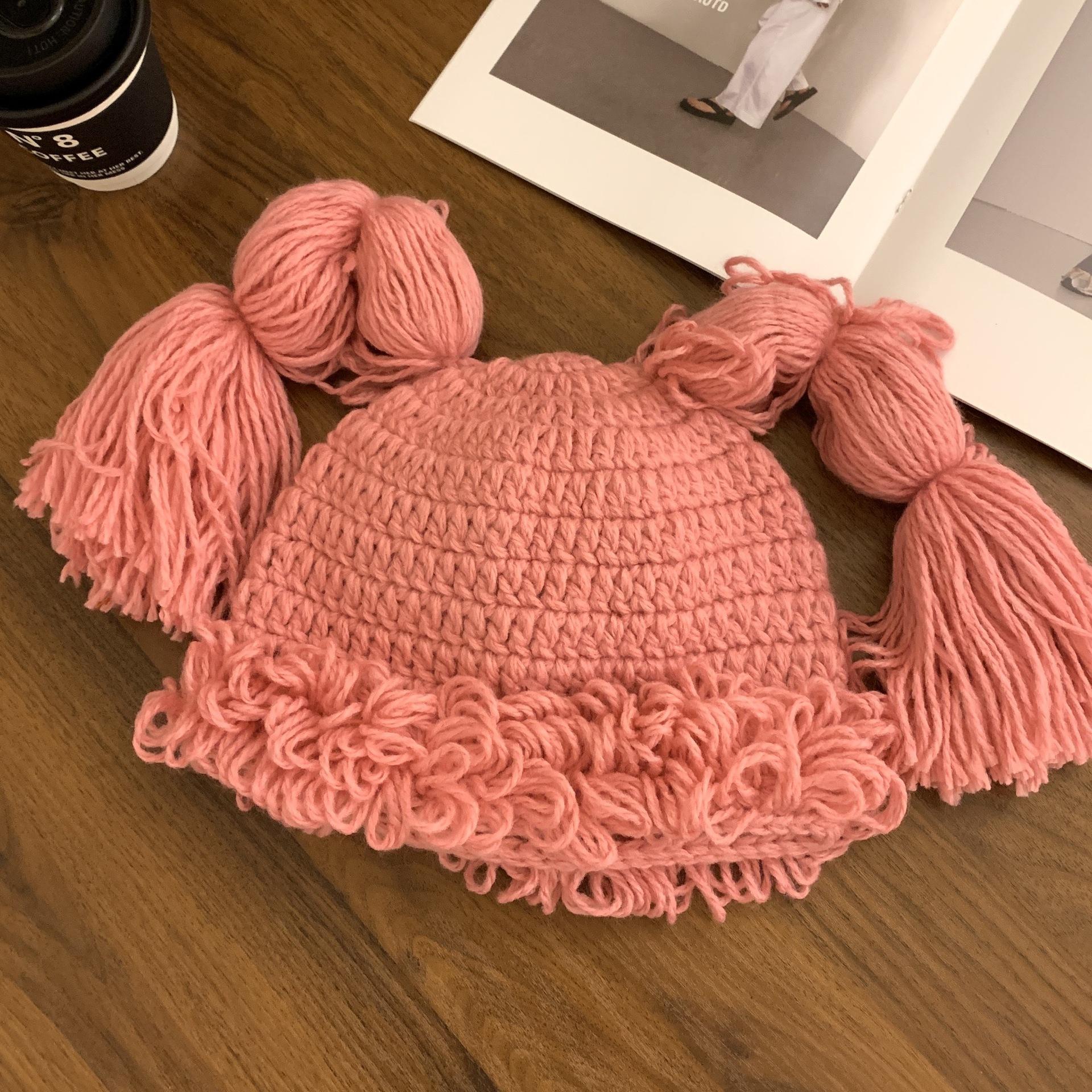 

And Cute Warm Long Braided Knit Hat For Women In Beautiful Colors For Winter Comfort рожевий