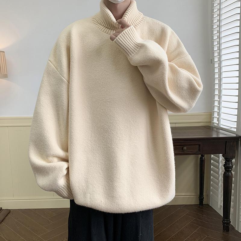 Pánský svetr s rolákem Pánský volný ležérní Harajuku Korejská móda Pánský oversized svetr Módní Zesílený Teplé svetry
