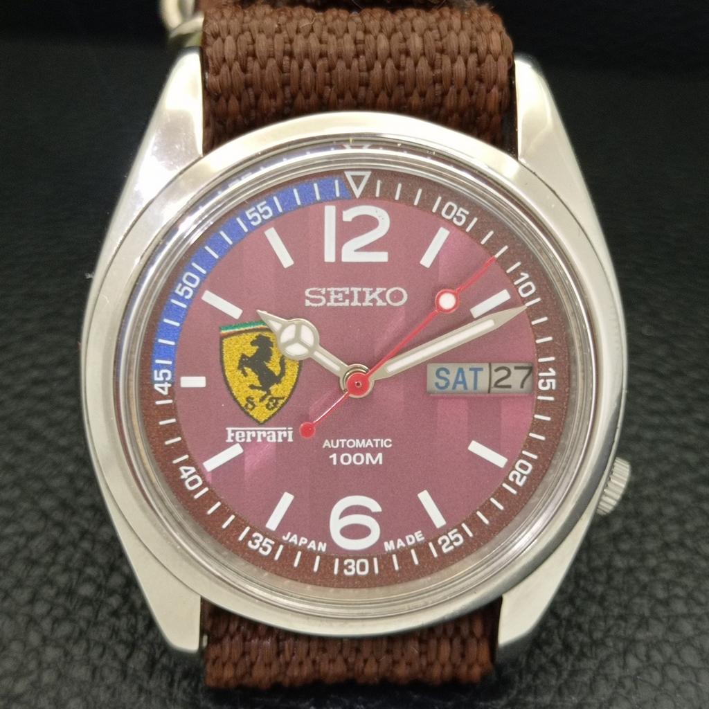 VINTAGE SEIKO AUTOMATIC 7009A JAPAN MENS FERRARI DIAL WATCH A700546-5 R203-a700546