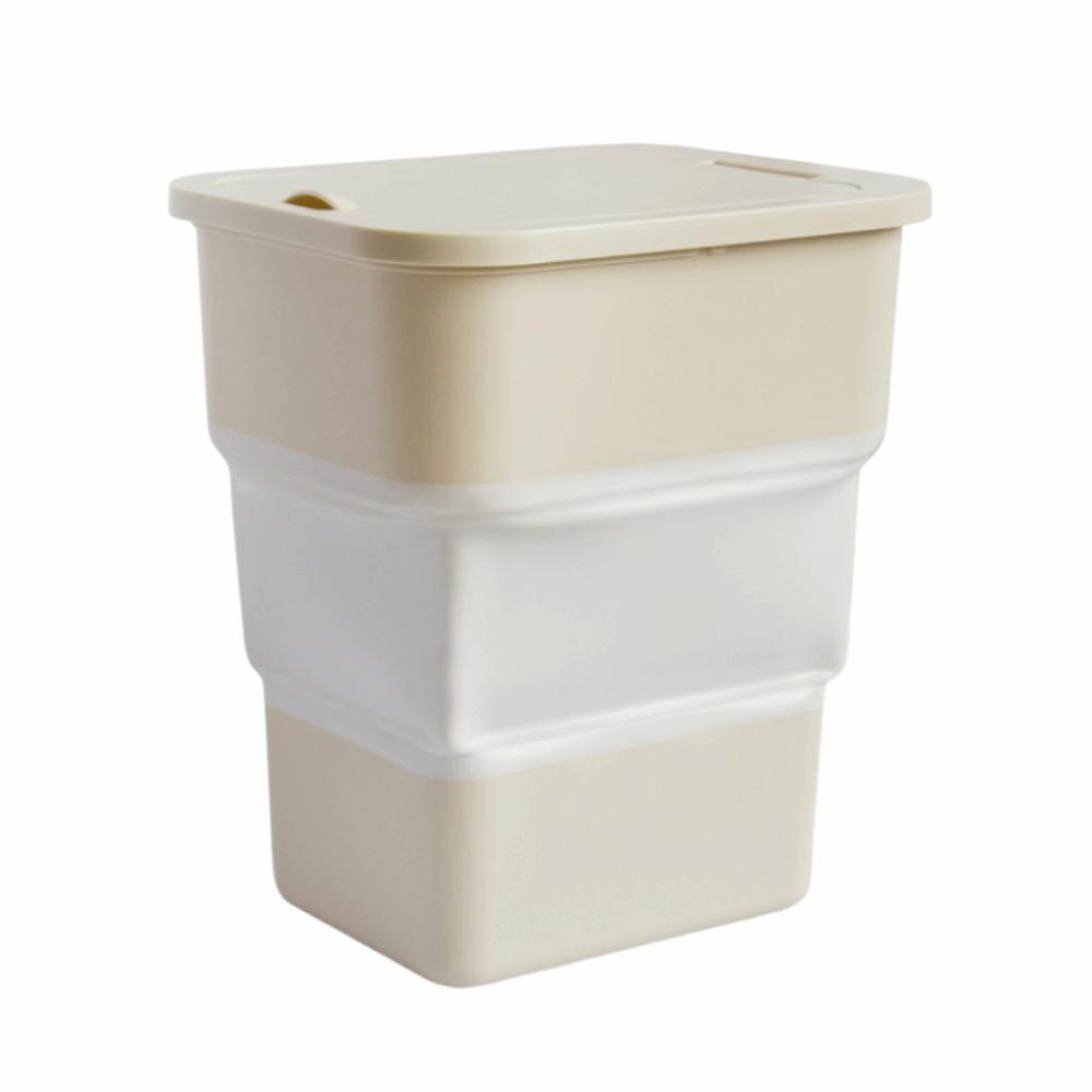 Portable Folding Car Trash Bin Waterproof Waste Litter Can Drink Snack Storage Bucket  Under Seat бежевый