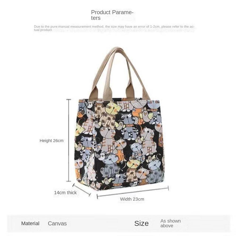 Canvas Lunch Bag Cute Printing Portable Canvas Bag Colorful Picnic Bag