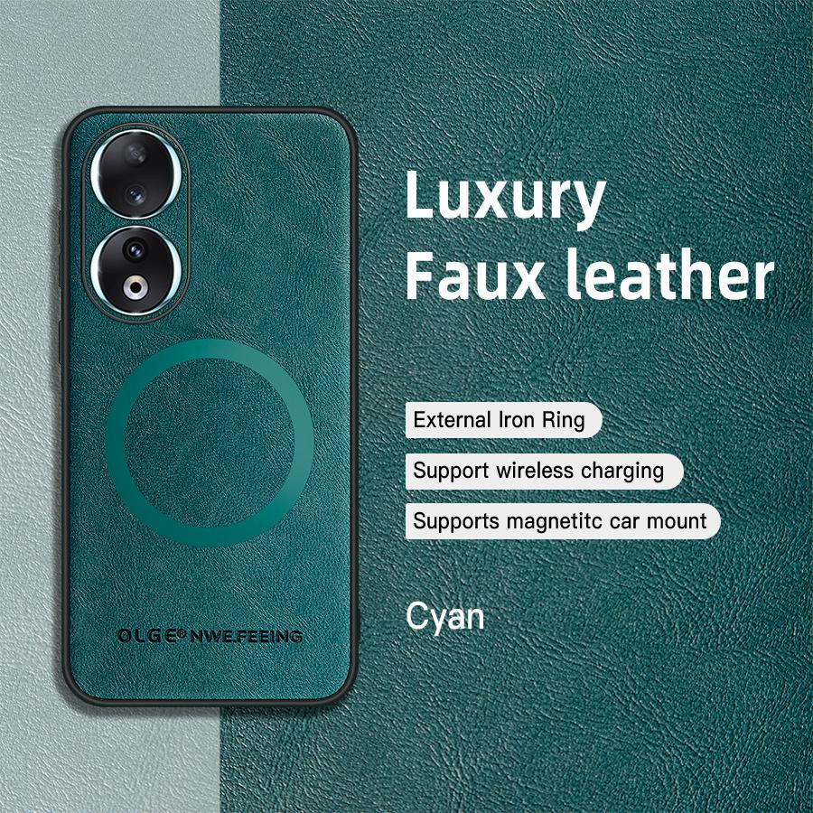 Voor Honor 90 90 Pro 90 Lite PU Leer Magnetische Ring Zachte Rand Anti-Val Anti-Vingerafdruk Telefoonhoesje