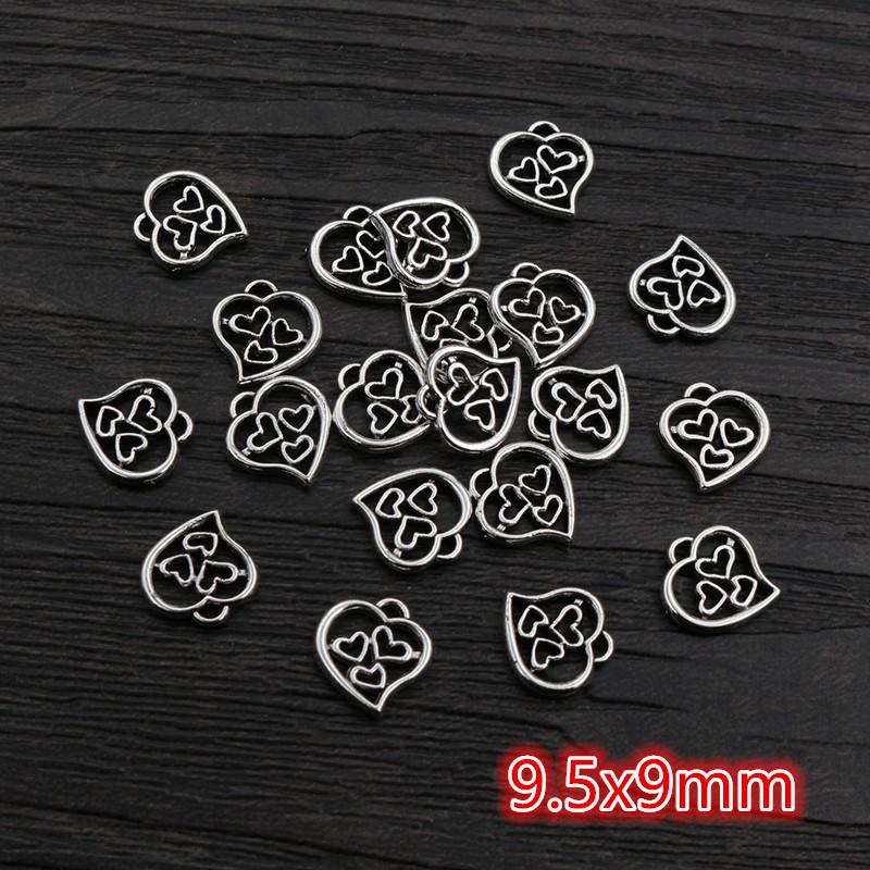 40pcs Antique Silver Plated Moon Heart Small Charms Pendant DIY Handmade Jewelry Findings for Bracelet Necklace Accessories