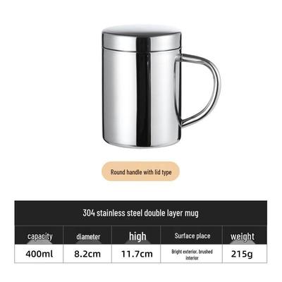 Taza de café de acero inoxidable con tapa