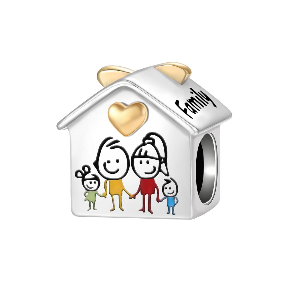New Copper Family Charms Heart Lnfinite Symbol House Beads Pendants Fit Original Bracelet Necklace Diy Jewelry Gift