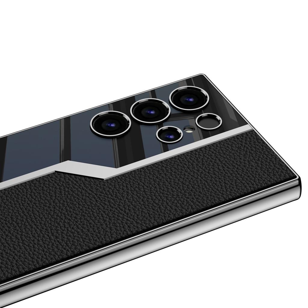 Samsung S24Ultra Electroplated Supercar Phone Case S24plus Ultra Thin Plain Leather Case S23u Protective Case