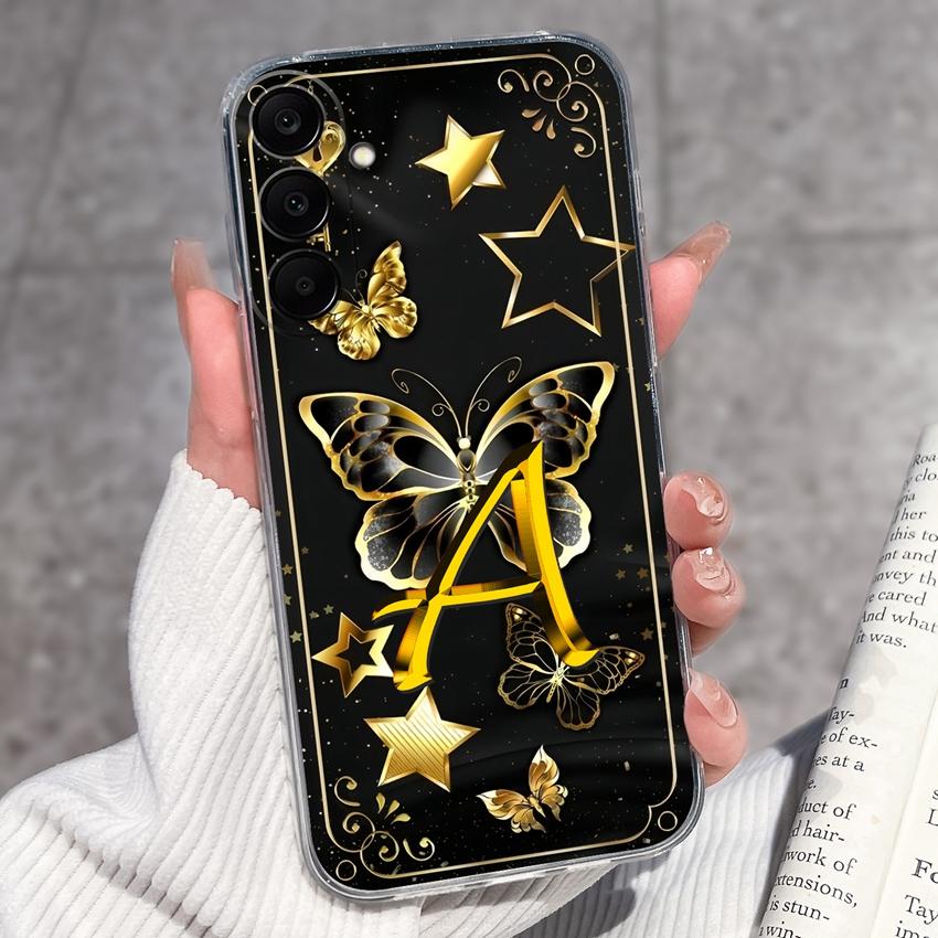 For Samsung A17 A16 A15 A14 A13 A12 M16 M14 M13 M12 M10 Pretty Butterfly Letter Clear TPU Phone Cover Lens Protection Anti Slip Shell For Samsung Case