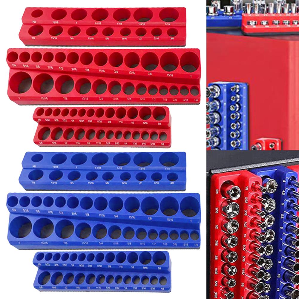 Magnetic Socket Organizer Set Socket Holder 1/4" 3/8" 1/2" Sockets Holds 141 Pieces Magnetic Sockets Trays SAE Professional Tool