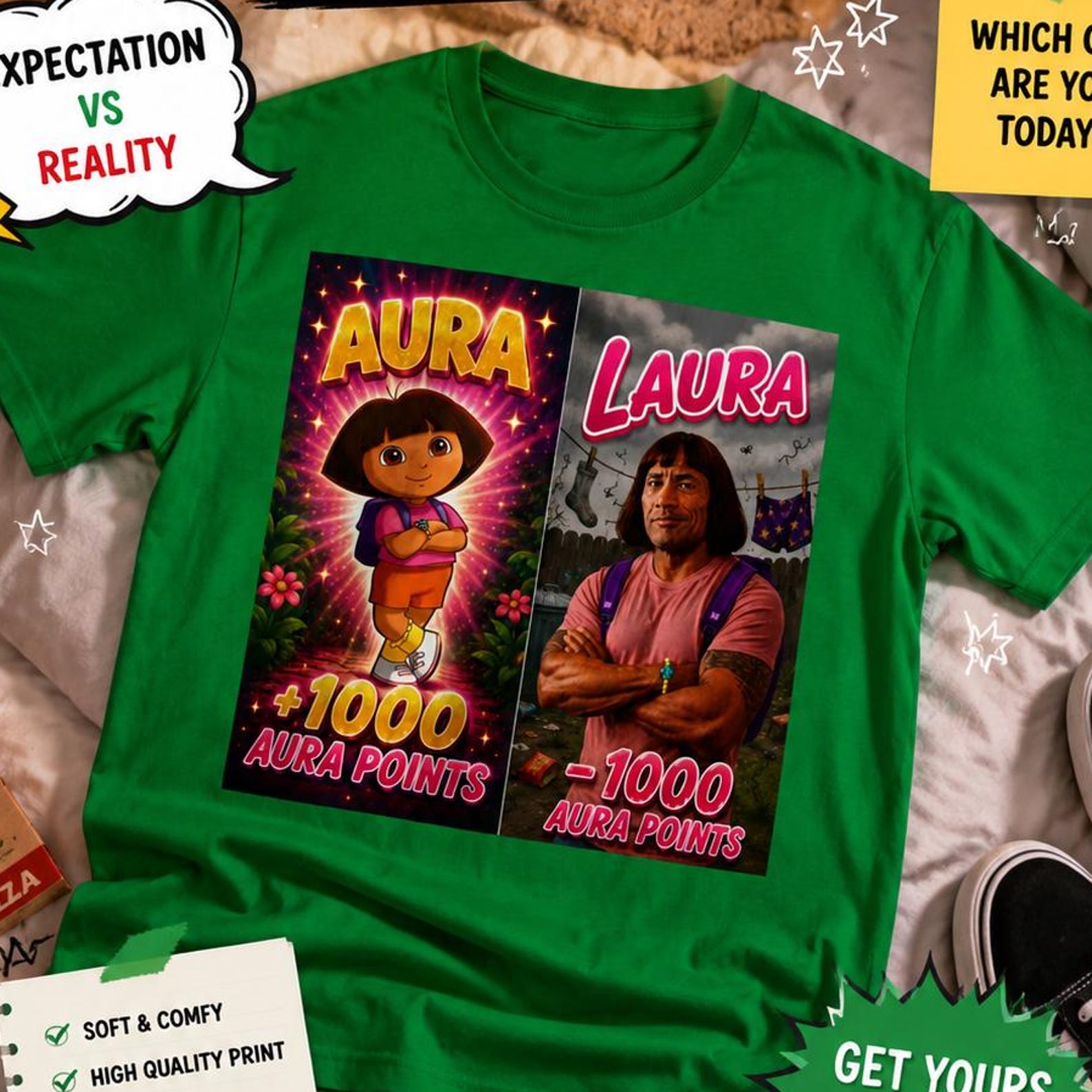 Aura Laura Funny Meme T-Shirt | Viral Instagram Trend Shirt | Funny Dora Meme Tee | Gen Z Humor Shirt | Viral Graphic Tee | Funny Gift 3XL