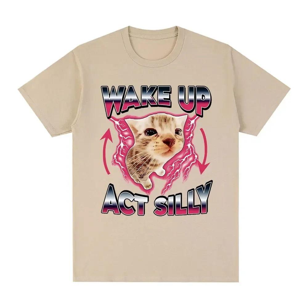 Men's Funny Cat Pattern Printed Short Sleeve Summer Casual Versatile Street Atmosphere T-shirt Cool Breathable Oversized Top