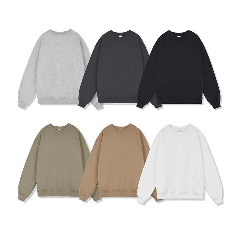 2026 FOG Sweatshirt Men 380G Fleece Lined Heavyweight Crewneck Oversized Earth Tone Streetwear Pullover