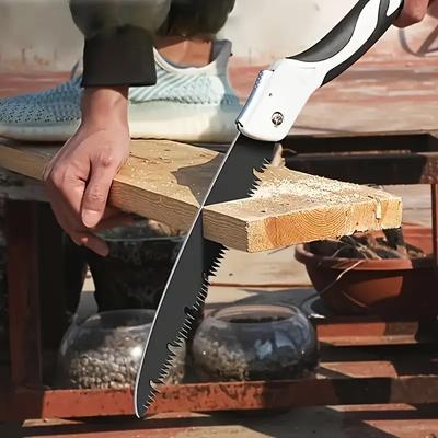 1 superschnelle, zusammenklappbare Handsäge – langlebiger legierter Stahl, müheloses Schneiden, perfekt für Gartenarbeit, Heimdekoration, Holzbearbeitung, Camping und Abenteuer im Freien.