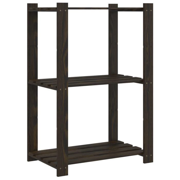 VidaXL Support de rangement à 3 niveaux noir 60x38x90 cm bois pin 373409