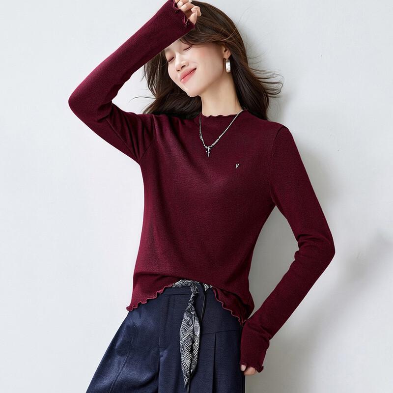 Srcr Women s Worsted Wool Ruffled Knit Top M