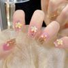 Umělé nehty Květinové Nail Art Tulipán Růžová tvářenka Wear Nail Trojrozměrný křišťálový pětilistý květinový Nail Art Wear Nail Summer Style