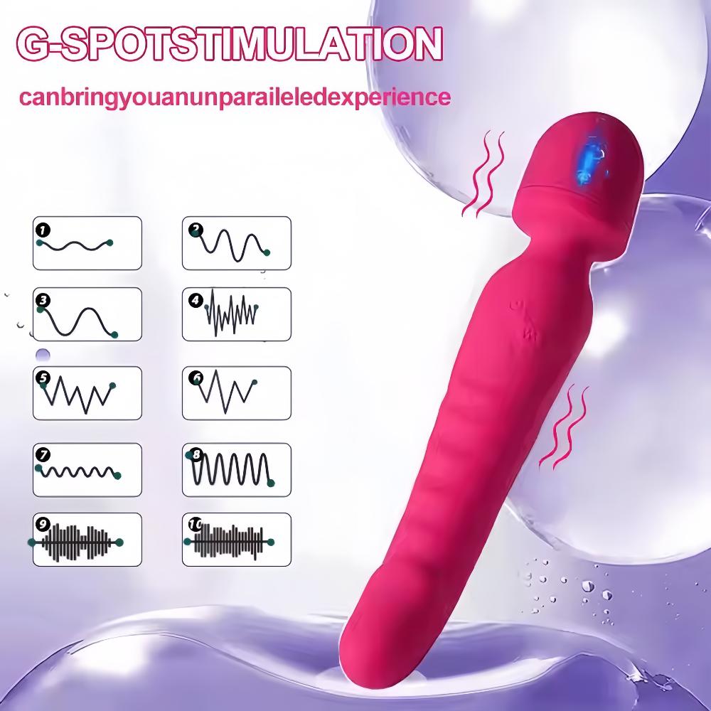 Magic Wand Vibrator Heated Dildo Body Massager 7 Speed Dual Vibration Clitoral G-spot Stimulator Female Masturbation Massager