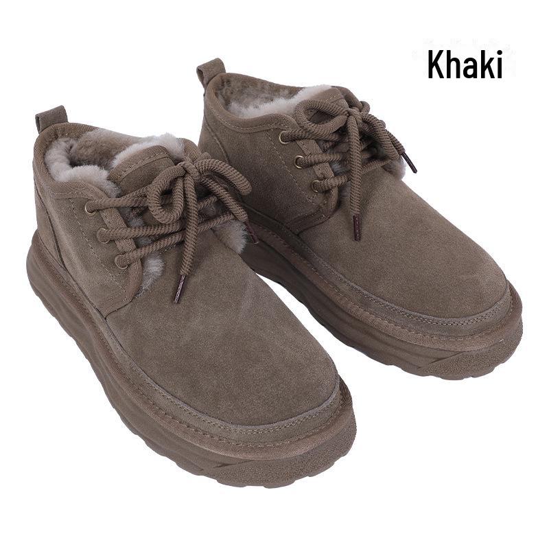 

Мужские нескользящие теплые зимние ботинки с толстой овчинной подкладкой 43 хаки
