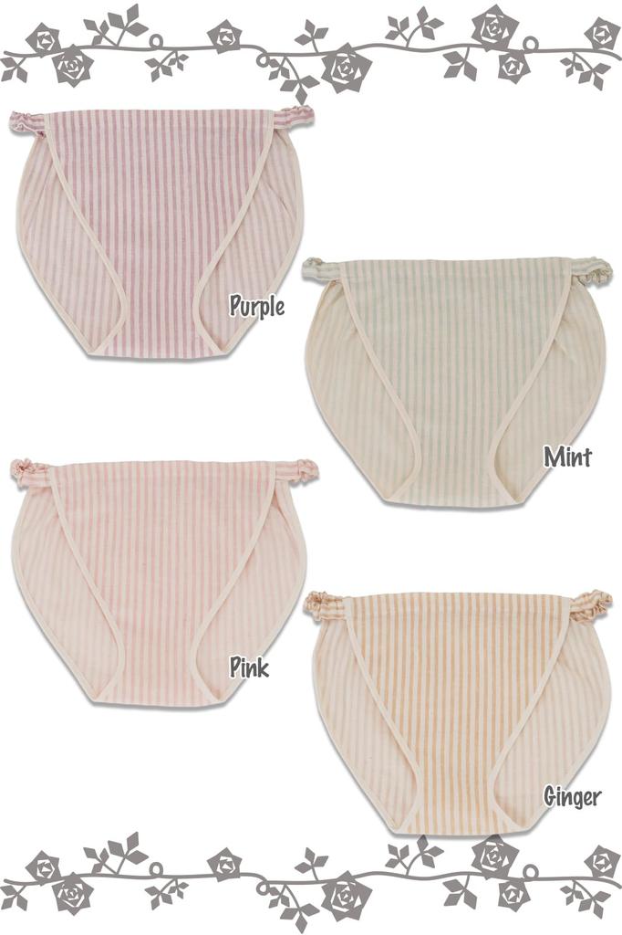 [coco-kara] FundyFundy 100% Cotton Double Gauze Fundoshi Shorts for Women, Striped Pattern, Ginger, Size LL, Made in Japan, G10-0316_GG-LL