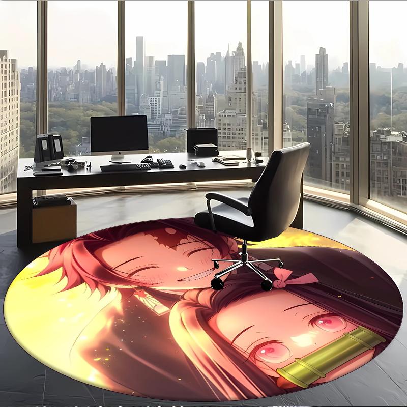 Nezuko (1) Round Office Rug Decorative Floor Rug for Office Bedroom Living Room and Home Space