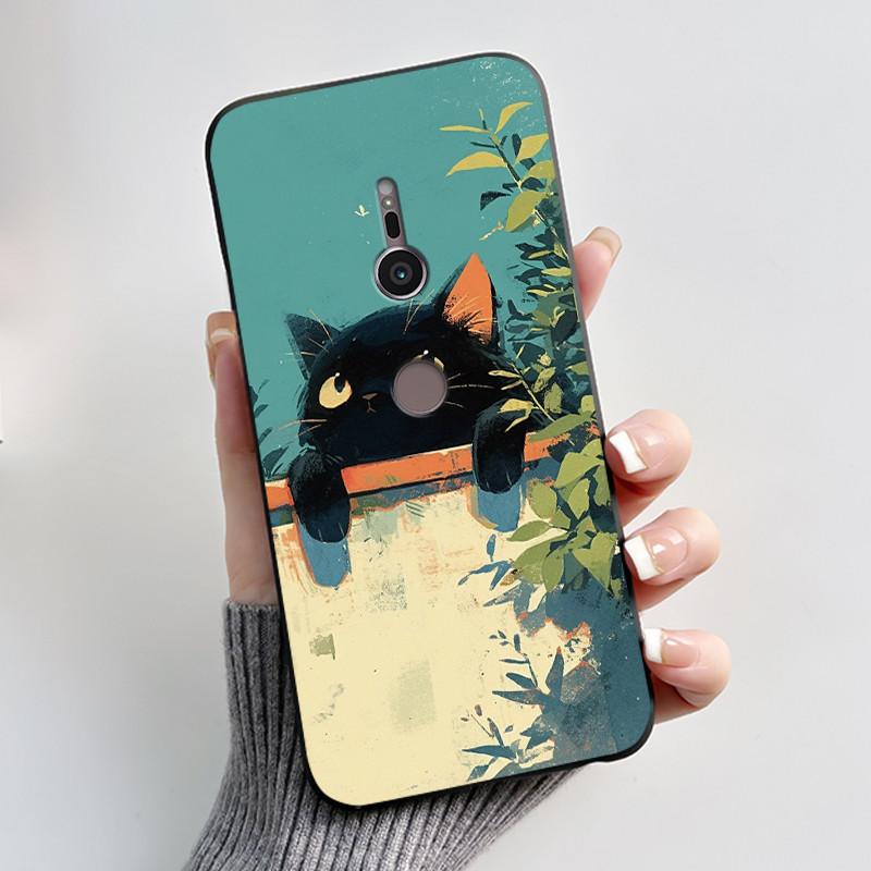 Casing For Sony Xperia XZ2 H8216 H8296 XZ3 H9436 H9493 Case Aesthetic Fashion Cute Cat Shockproof Black Silicone Soft TPU Cover