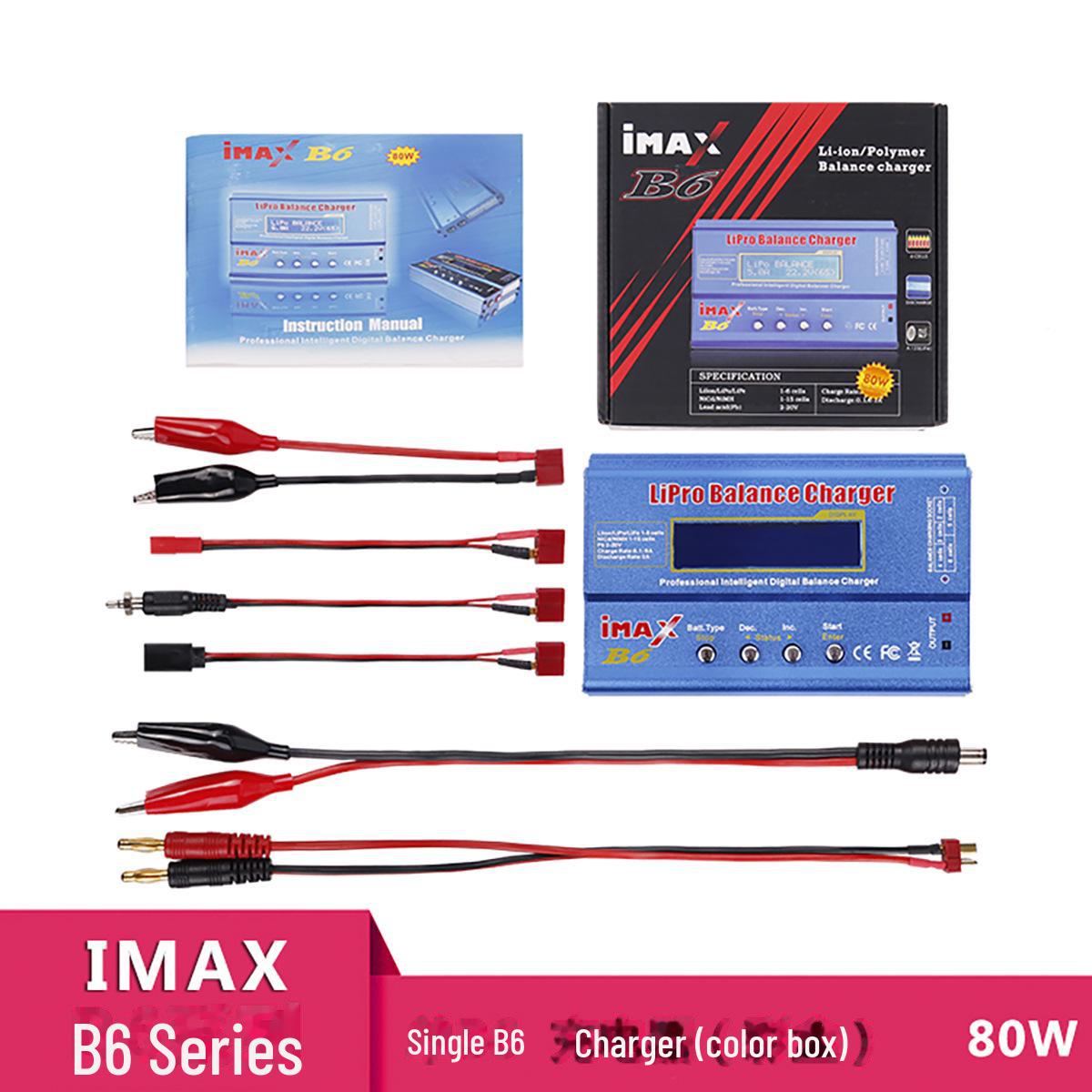 

Балансовий зарядний пристрій B6 потужністю 80 Вт для літієвих батарей моделі літака з багатофункціональною зарядною платою та дротами для багатоосьового літака