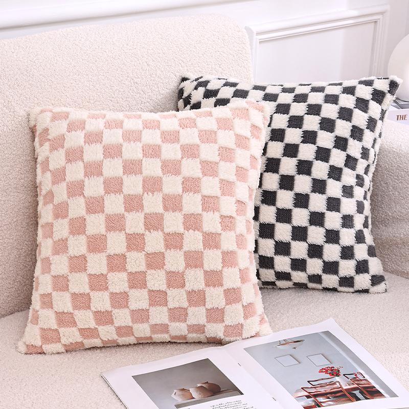 Olanly Pillow Cover Of Double-Side Checkerboard Smooth Cozy Pillowcase Checkered Pattern Super Soft Pillow Cover For Living Room