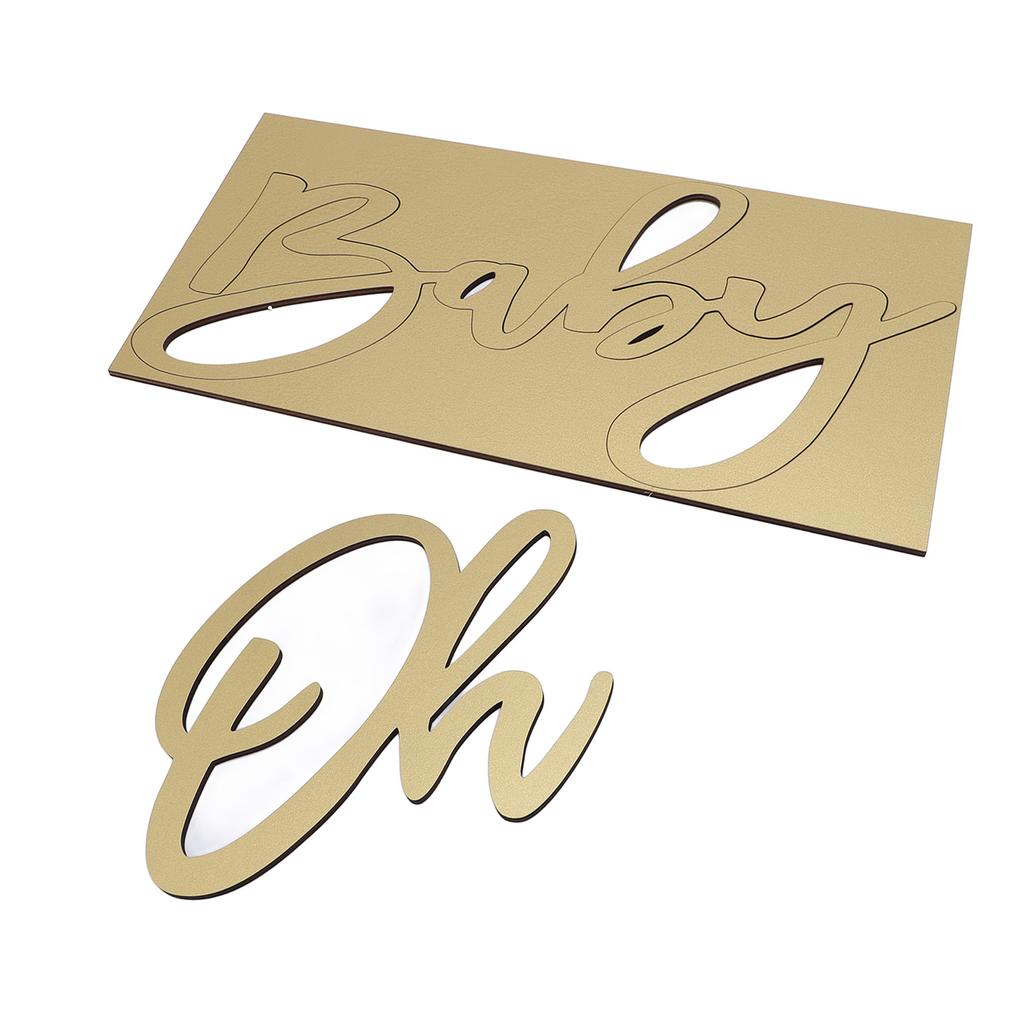 Oh Baby Wooden Sign Plaque Oh Baby Sign Cutout for Gender Reveal Parties Nursery Decor Gold