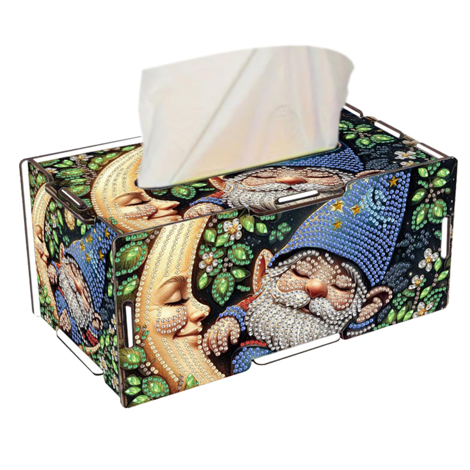 

DIY Diamond Napkin Holder Set Wooden 5D Diamond Painting Tissue Holder Diamond Decorative Tissue Box for Home & Office Decor