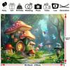 2D Enchanted Forest Fairy Tapestry, Magical Mushroom House Wall Hanging for Aesthetic Room Decoration