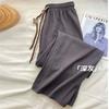 Pantaloni da Donna a Vita Alta Gamba Larga Gamba Dritta Stile da Pendolare Velluto a Coste Ultra Fine Coulisse Doppia Primavera Autunno Larghi Casual Lunghi