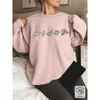Sudadera de cuello redondo con estampado de dinosaurios lindos para mujer, top holgado y cómodo