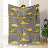 Construction Vehicles and Cones Themed Flannel Blanket for Bedroom Living Room Sofa and Nap
