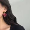 French Romantic Petal Fringed Earrings, Stud Earrings, Ankola Red Autumn And Winter Unique Light Luxury Niche Design Earrings