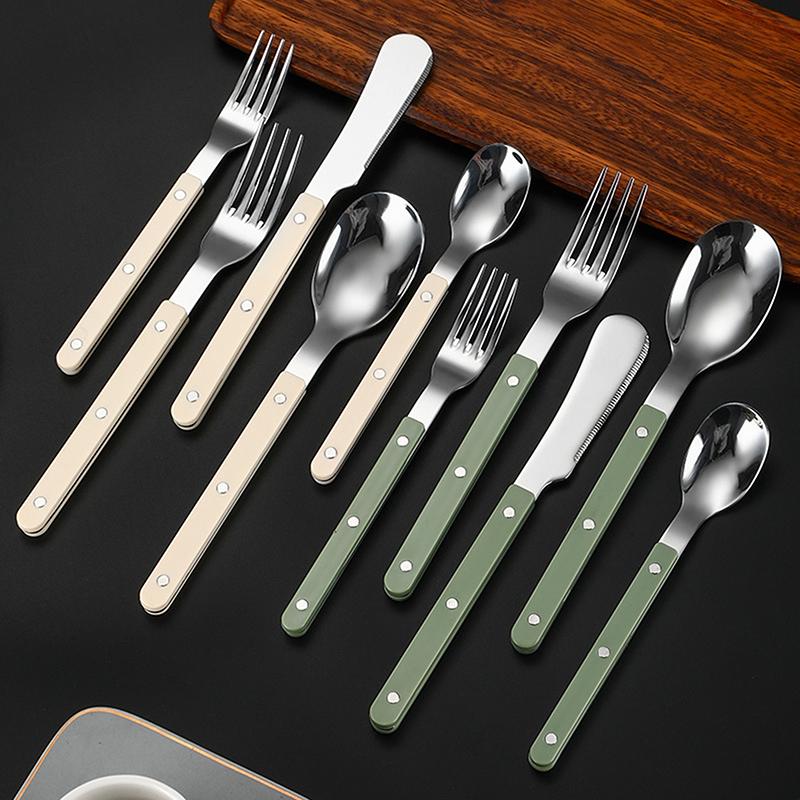Colorful Handle Cutlery 304 Stainless Steel Creativity Gift Flatware Knife Fork Spoon Drop Ship