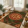 Peacock Floral Theme Soft Crystal Velvet Rug Custom Name & Text Print Non Slip Floor Rug for Bedroom Living Room