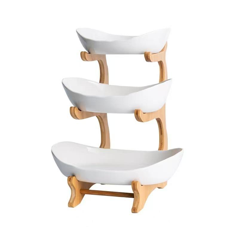 Creative Storage Wooden Fruit Plate Snack Storage Bracket Living Room Home Multi-layer Wardrobe Bread Candy Storage