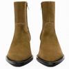 ZA2025 Women's Retro Cowhide Suede Chunky Heel Slip-On Ankle Boots with Round Toe & Wide Shaft