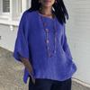 Breathable Thin Casual T Shirt Women Loose Fit Round Neck 3 4 Sleeve Tee Shirt Solid Color Daily Wear Tops